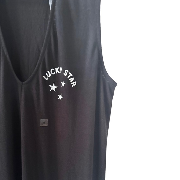 Express Black Cutout Front Lucky Star Graphic Print Tank Top Size Medium - Picture 4 of 6